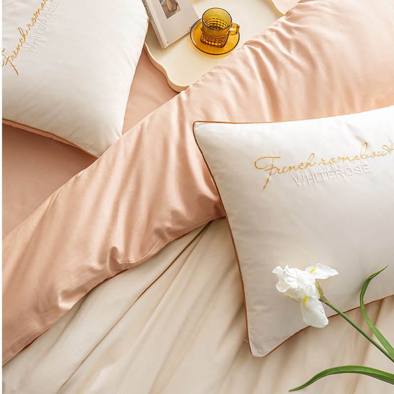 Conjunto de cama de algodão puro simples e tingido