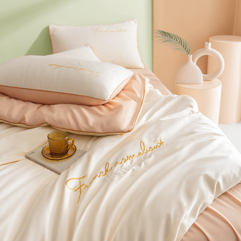 Conjunto de lençóis de casal de cor sólida de algodão puro